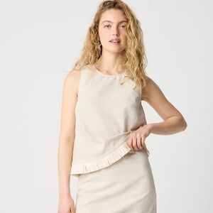 J Crew Factory Straw-trim linen-blend shell